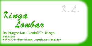 kinga lombar business card